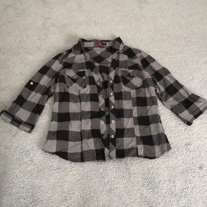 Forever 21 grey & black plaid shirt sz m